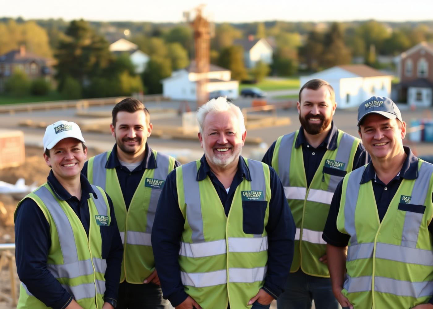 Construction crew wearing matching embroidered work polos in Springfield, Missouri